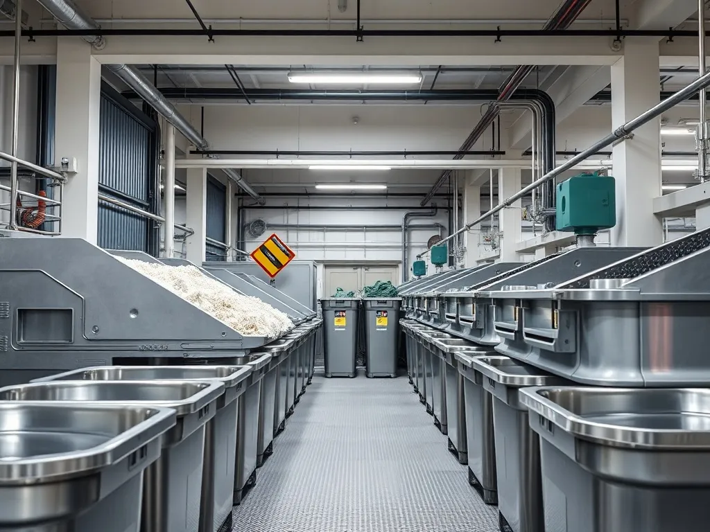 Industrial waste management facility, clean metallic contain